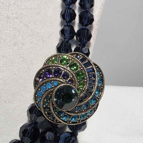 Heidi Daus Crystal Swirl Statement Necklace Peacock - Picture 7 of 7